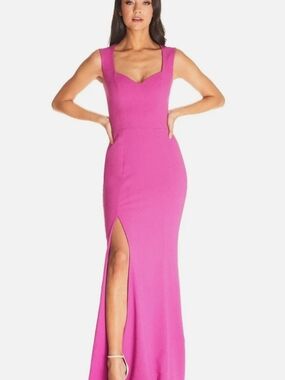 Dress the Population Monroe Side Slit Gown Hibiscus pink